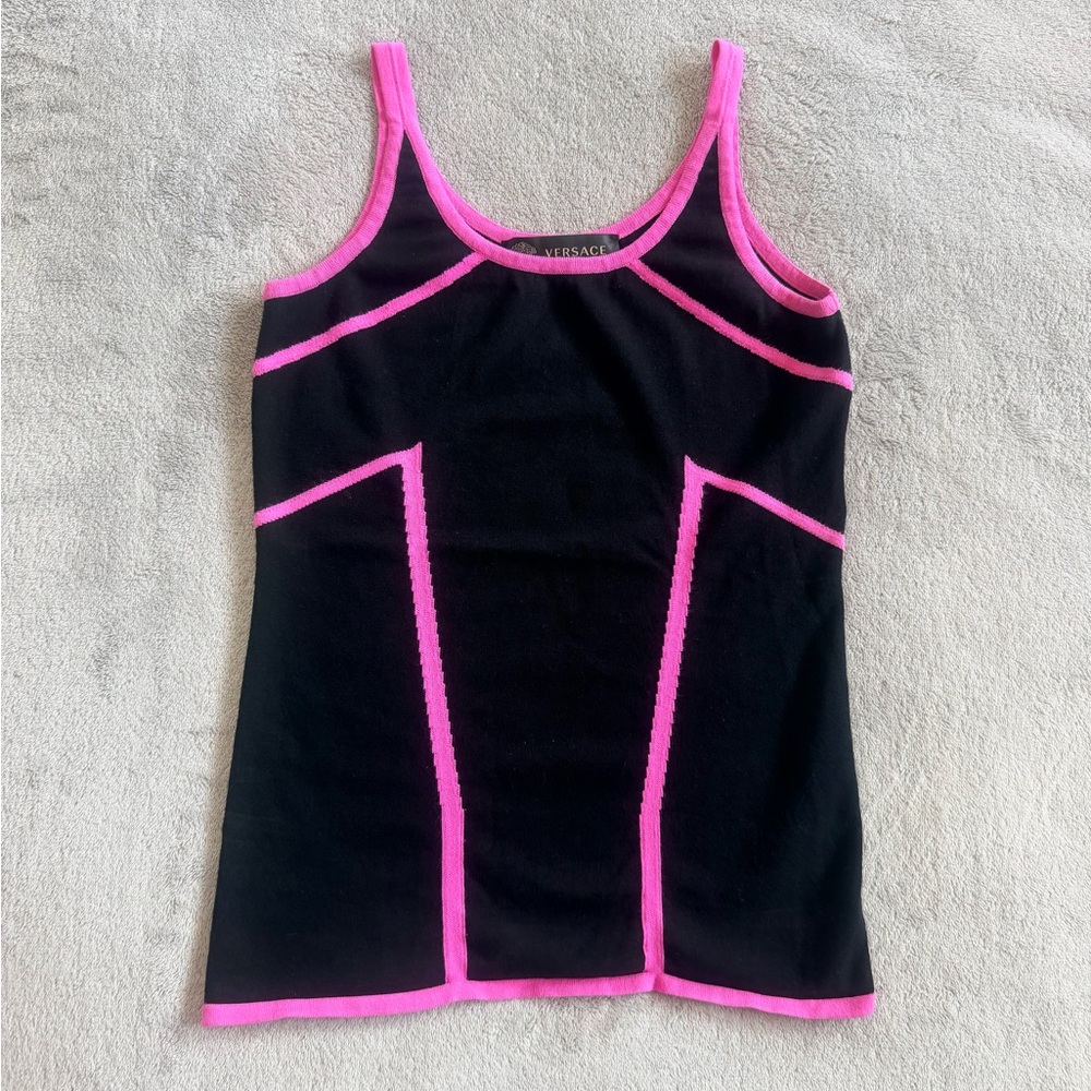 Versace Black Top with Pink Trim Size 40 S